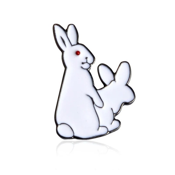 Jewelry - Sexy white Rabbit Enamel Pin - Funny Furry Bunny Brooch